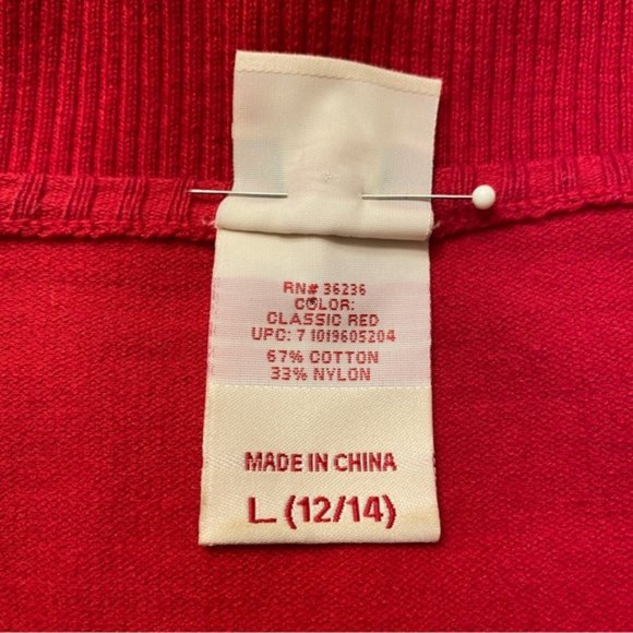 Faded Glory cropped v-neck 1/2 sleeve red cardigan button detail. Women's 12-14 - Picture 5 of 6